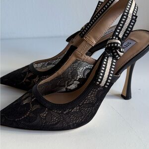 Steve Madden Black and Beige Lace Heels